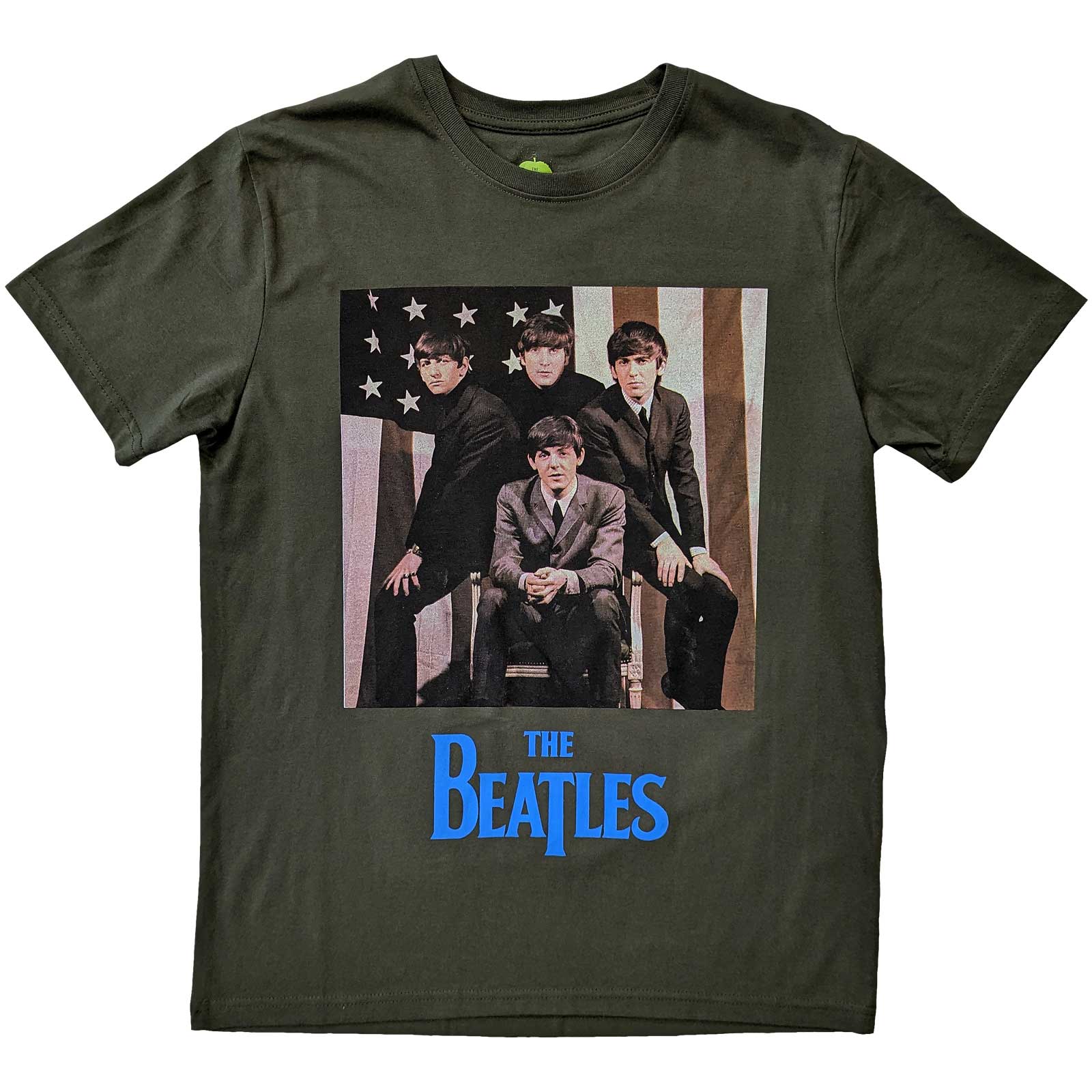 Tričko The Beatles - US Flag Photo, Unisex,Zelená,XXL