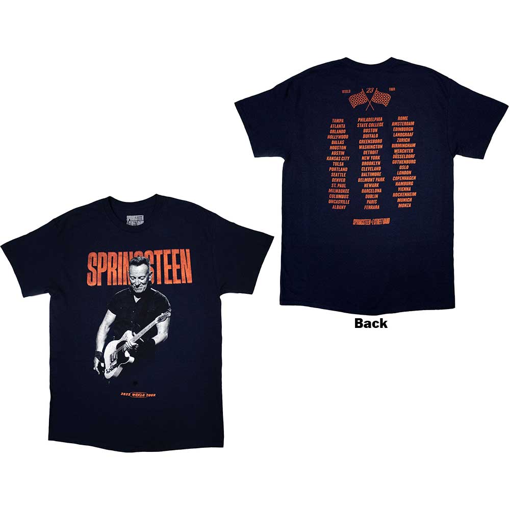Tričko Bruce Springsteen - Tour '23 Guitar, Unisex,Modrá,M