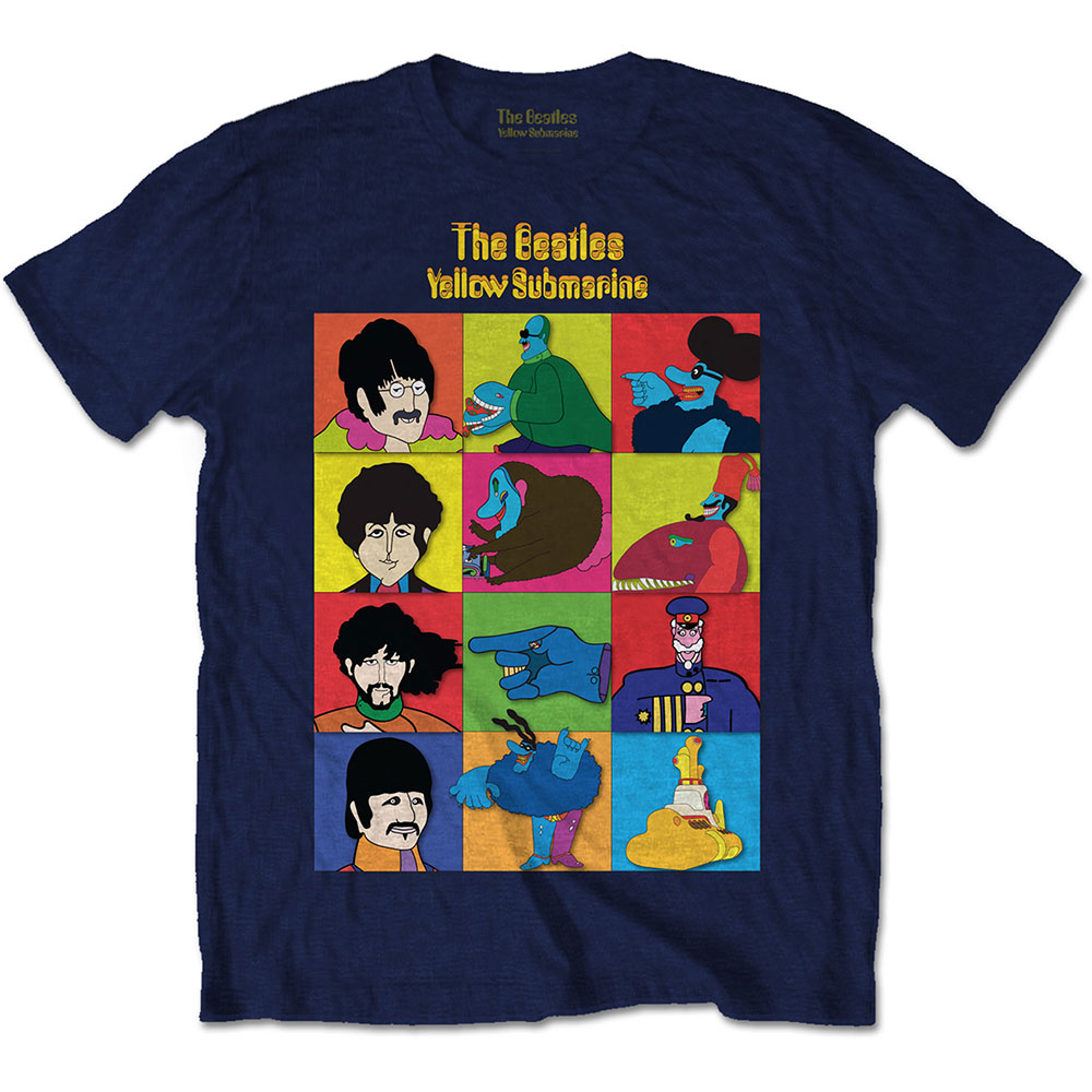 Tričko The Beatles - Yellow Submarine Characters, Unisex,Modrá,XXL