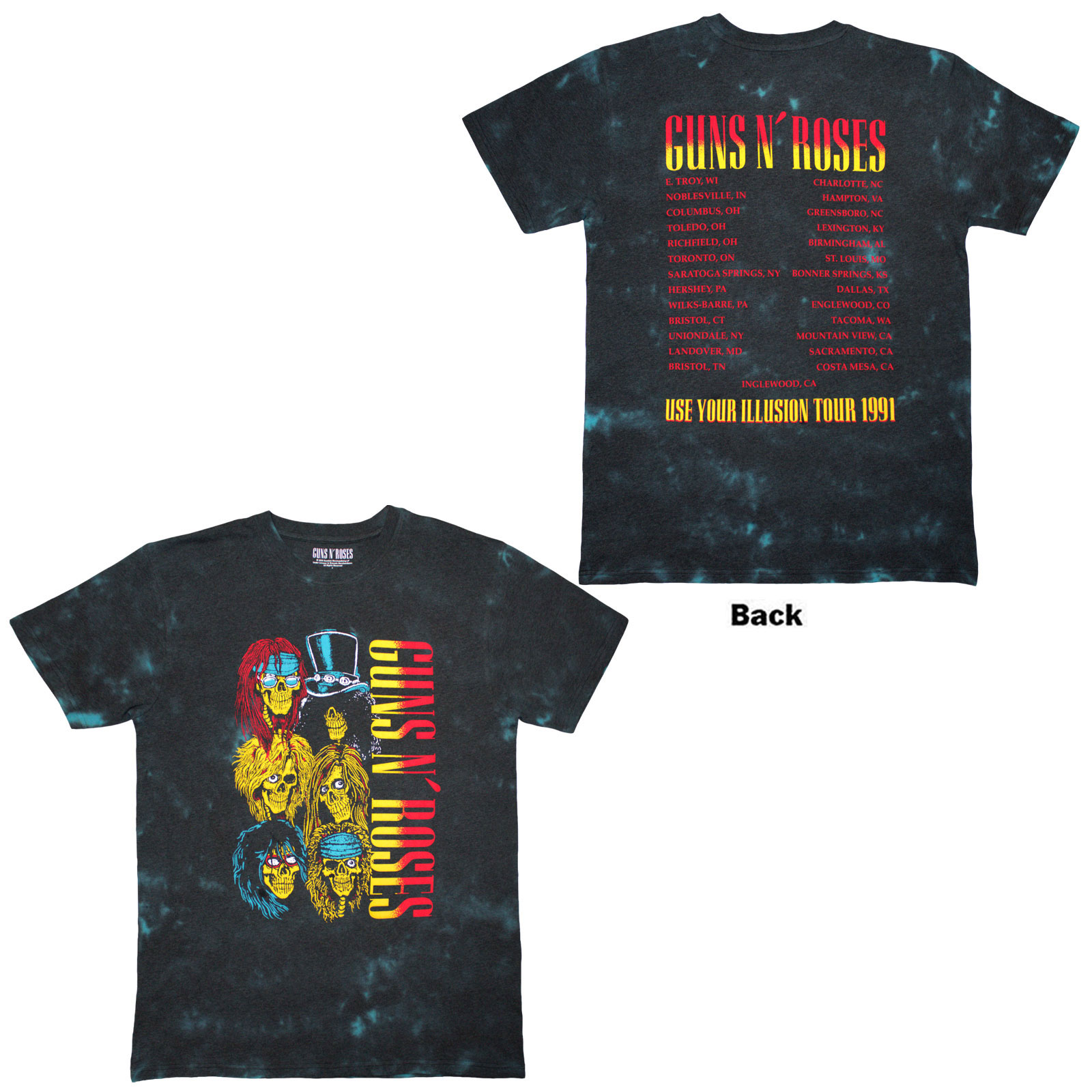 Tričko Guns N’ Roses - UYI Tour '91, Unisex,Čierna,XXL