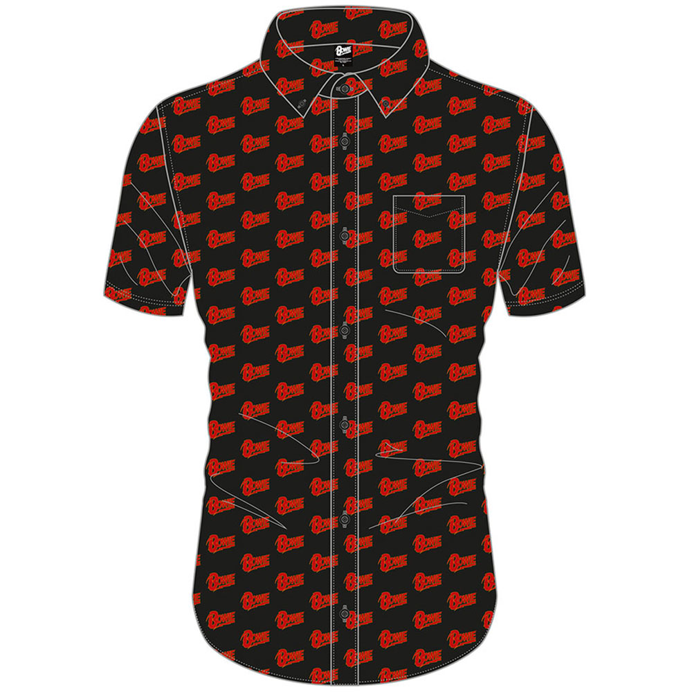 Košeľa David Bowie - Logo Pattern, Unisex,Čierna,XXL
