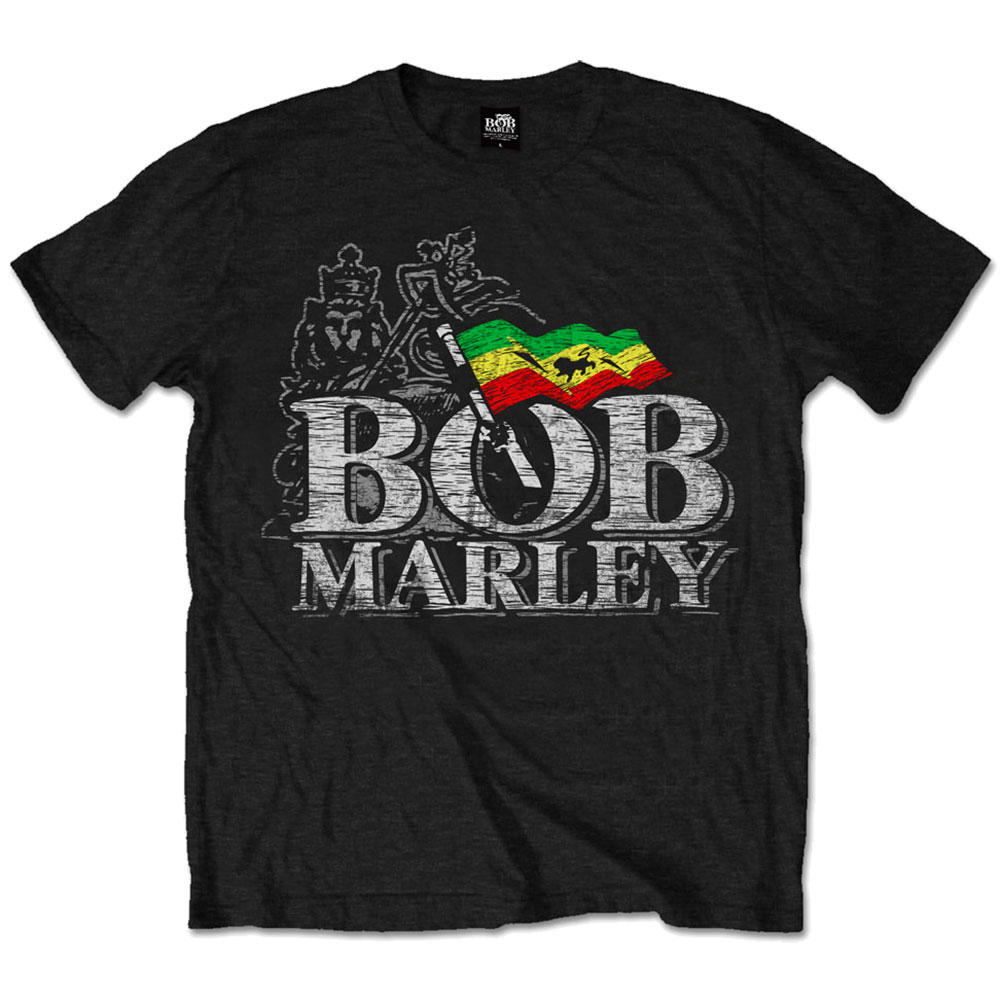 Tričko Bob Marley - Distressed Logo, Unisex,Čierna,XXL