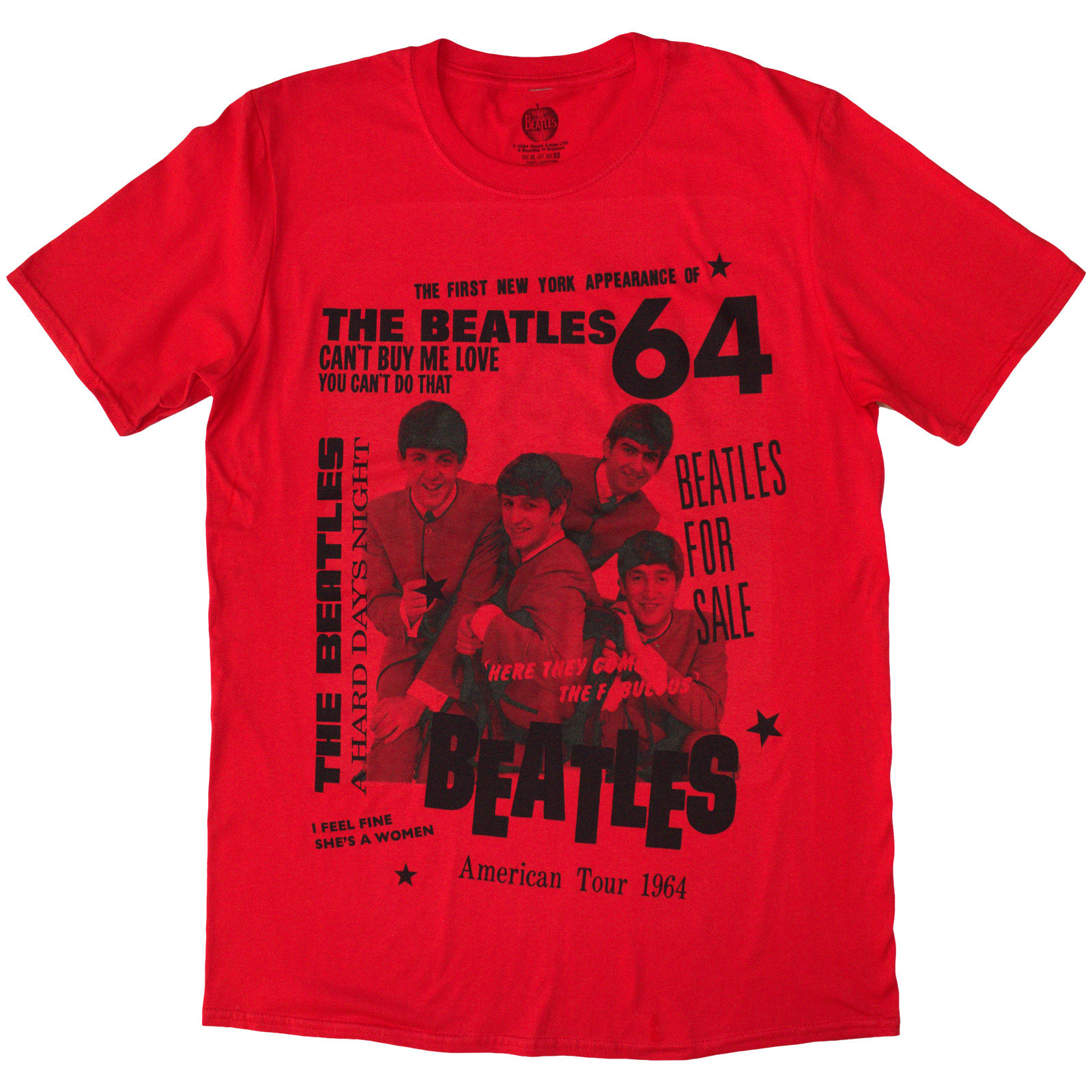 Tričko The Beatles - 1964, Unisex,Červená,XXL