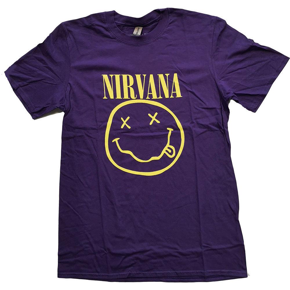Tričko Nirvana - Yellow Smiley, Unisex,Fialová,3XL