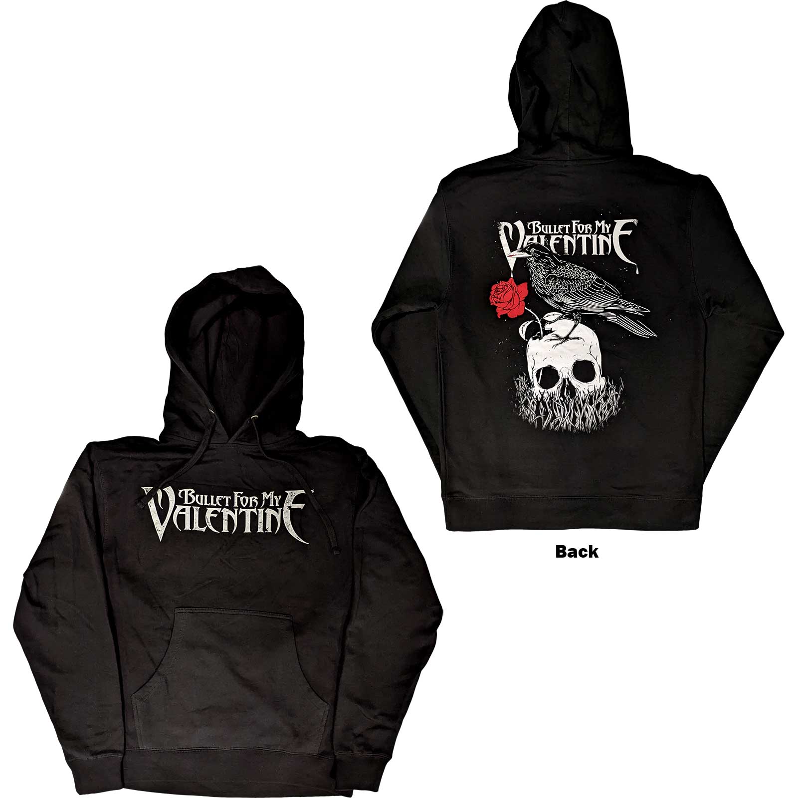 Mikina Bullet for My Valentine - Logo & Raven, Unisex,Čierna,XXL