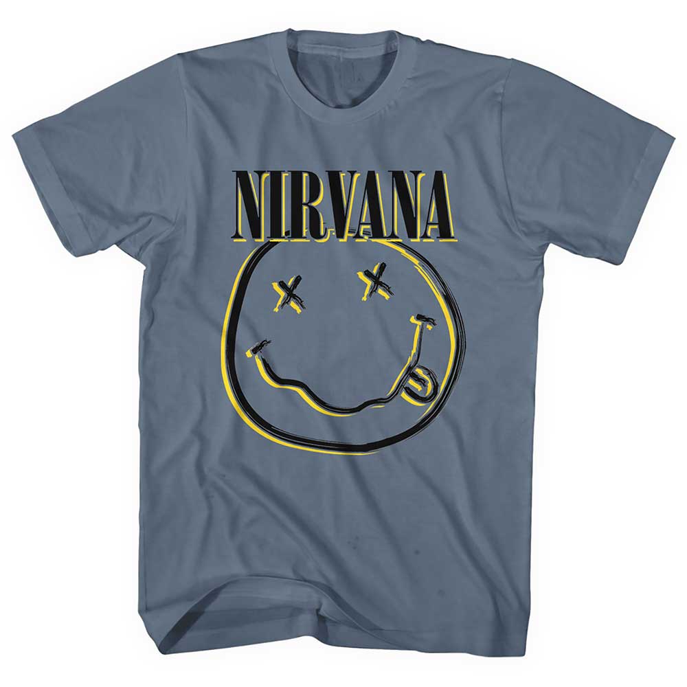 Tričko Nirvana - Inverse Smiley, Unisex,Modrá,XXL