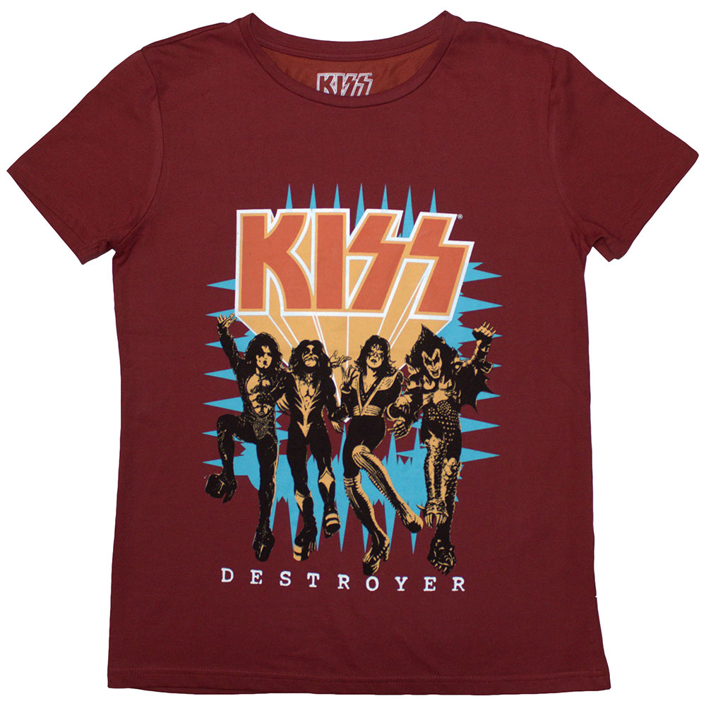 Tričko Kiss - Destroyer 3D Logo, Žena,Červená,XXL