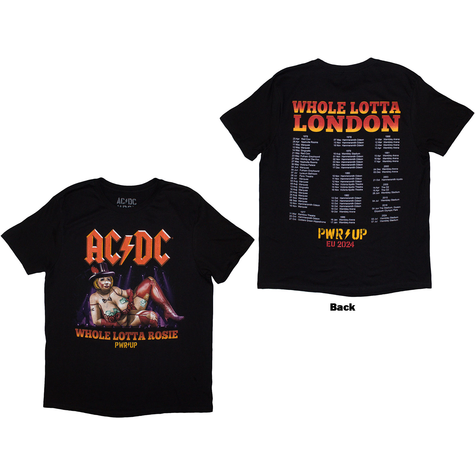 Tričko AC/DC - Whole Lotta London PWR-UP EU Tour '24, Unisex,Čierna,3XL