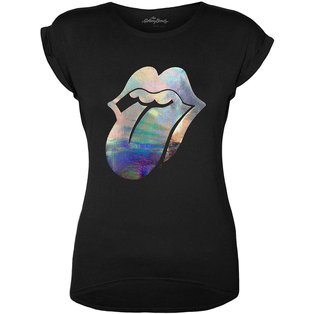 Tričko The Rolling Stones - Foil Tongue, Žena,Čierna,4XL