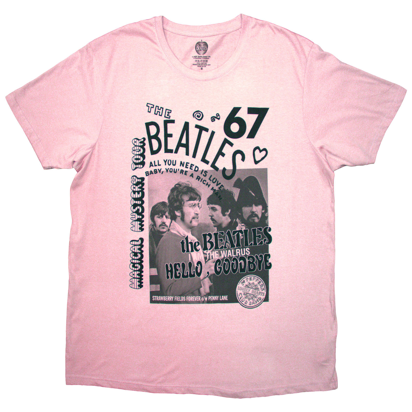 Tričko The Beatles - 1967, Unisex,Ružová,XXL