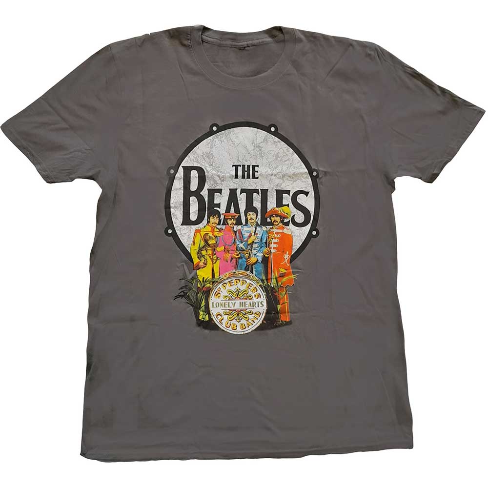 Tričko The Beatles - Sgt Pepper & Drum, Unisex,Šedá,XXL