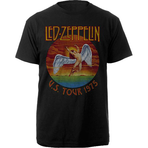Tričko Led Zeppelin - USA Tour '75., Unisex,Čierna,XL