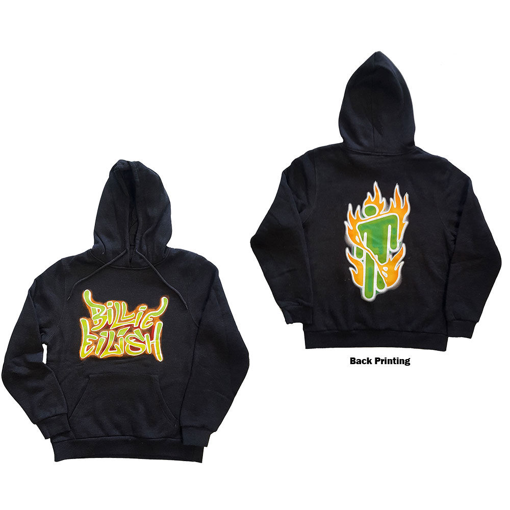 Mikina Billie Eilish - Airbrush Flames Blohsh, Unisex,Šedá,4XL
