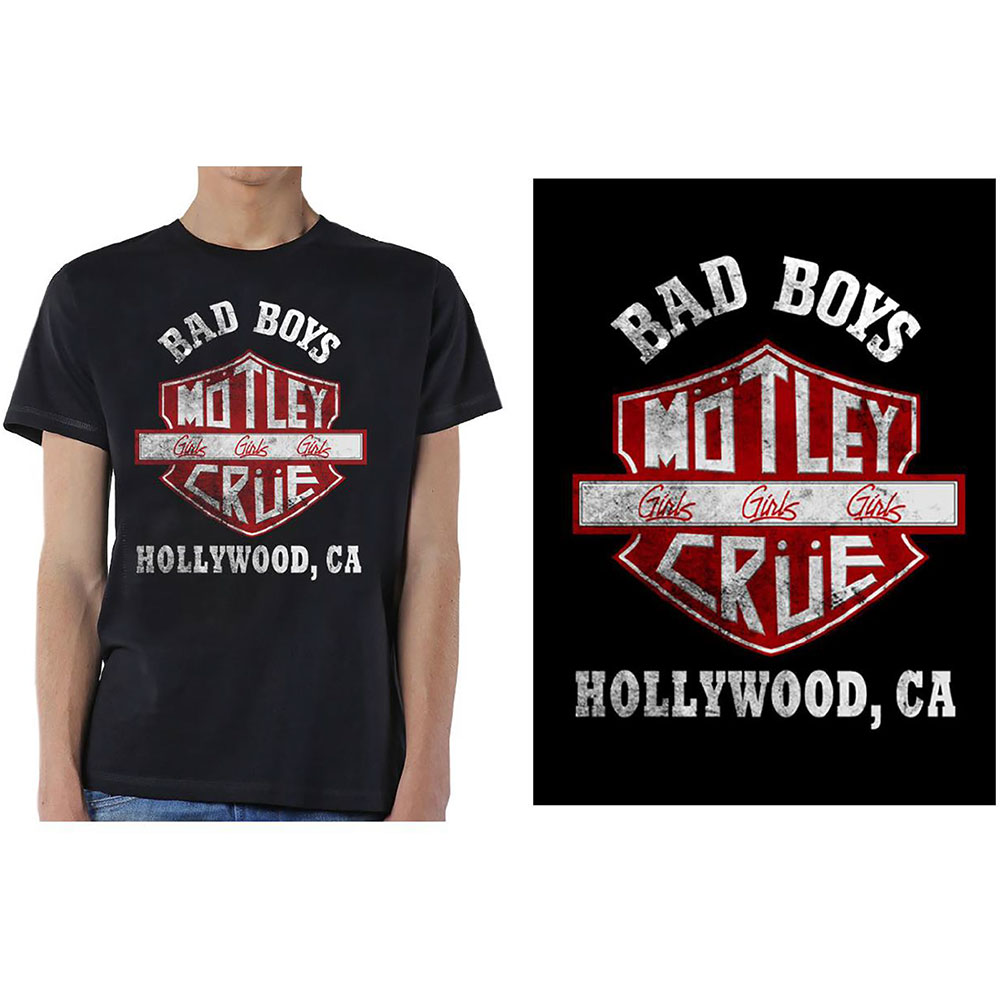 Tričko Motley Crue - Bad Boys Shield, Unisex,Čierna,M