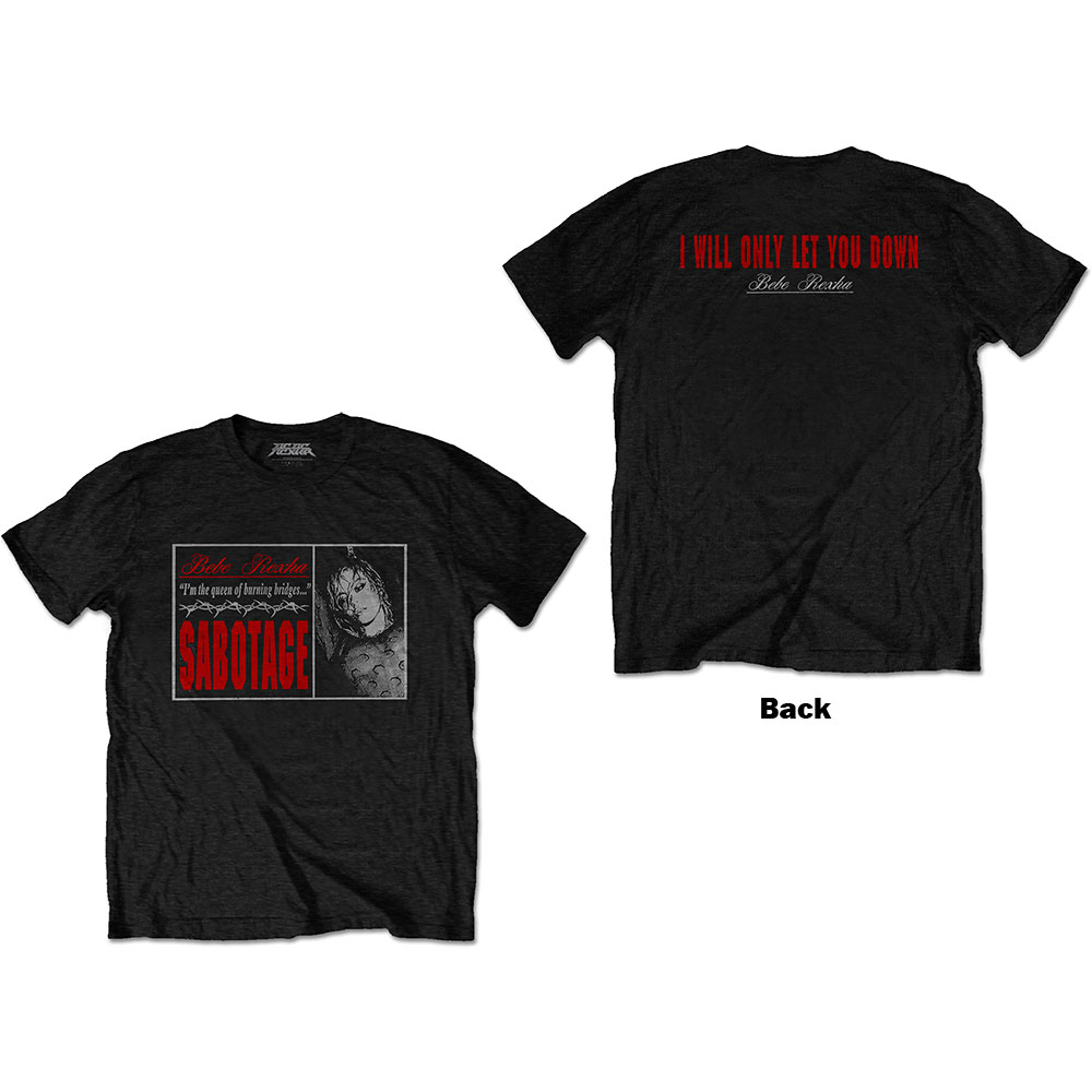 Tričko Bebe Rexha - Sabotage - Let You Down, Unisex,Čierna,XXL