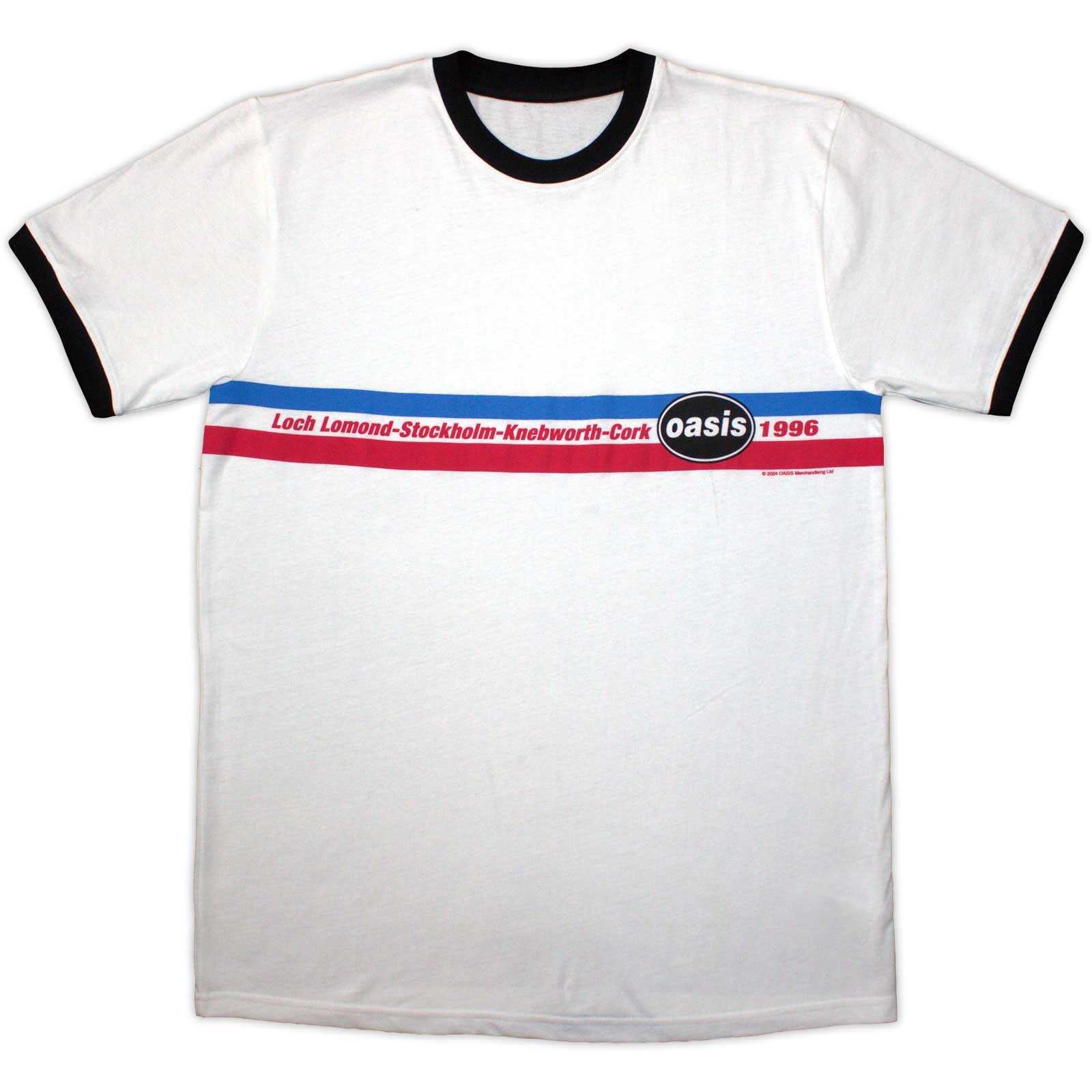 Tričko Oasis - 1996 Tour Horizontal Stripes, Unisex,Biela,XXL
