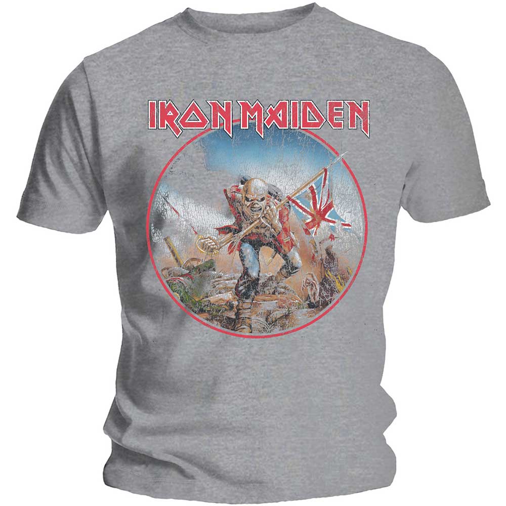 Tričko Iron Maiden - Trooper Vintage Circle, Unisex,Šedá,XXL
