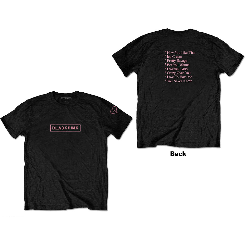 Tričko Blackpink - The Album Track list, Unisex,Čierna,XXL