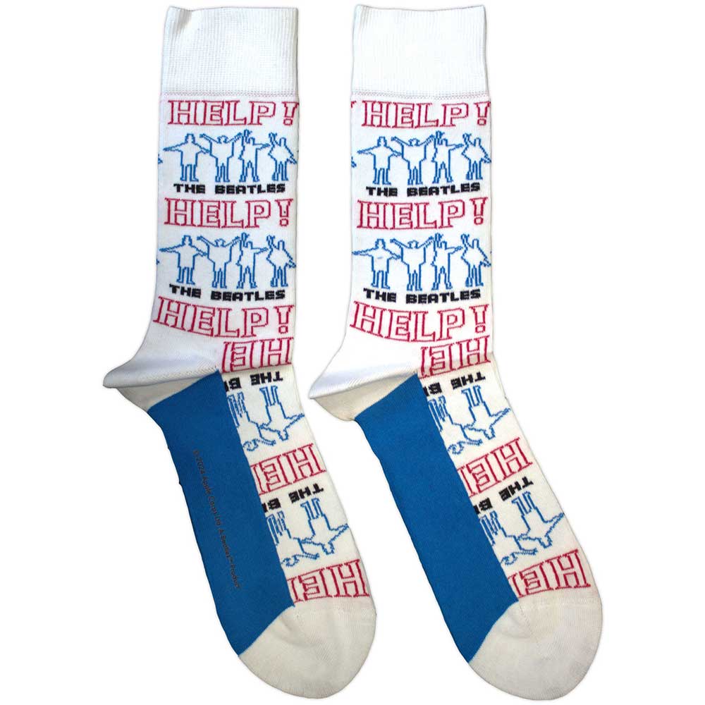 Ponožky The Beatles - Help! Outlines Repeat, Unisex,Biela,UK 7 - 11