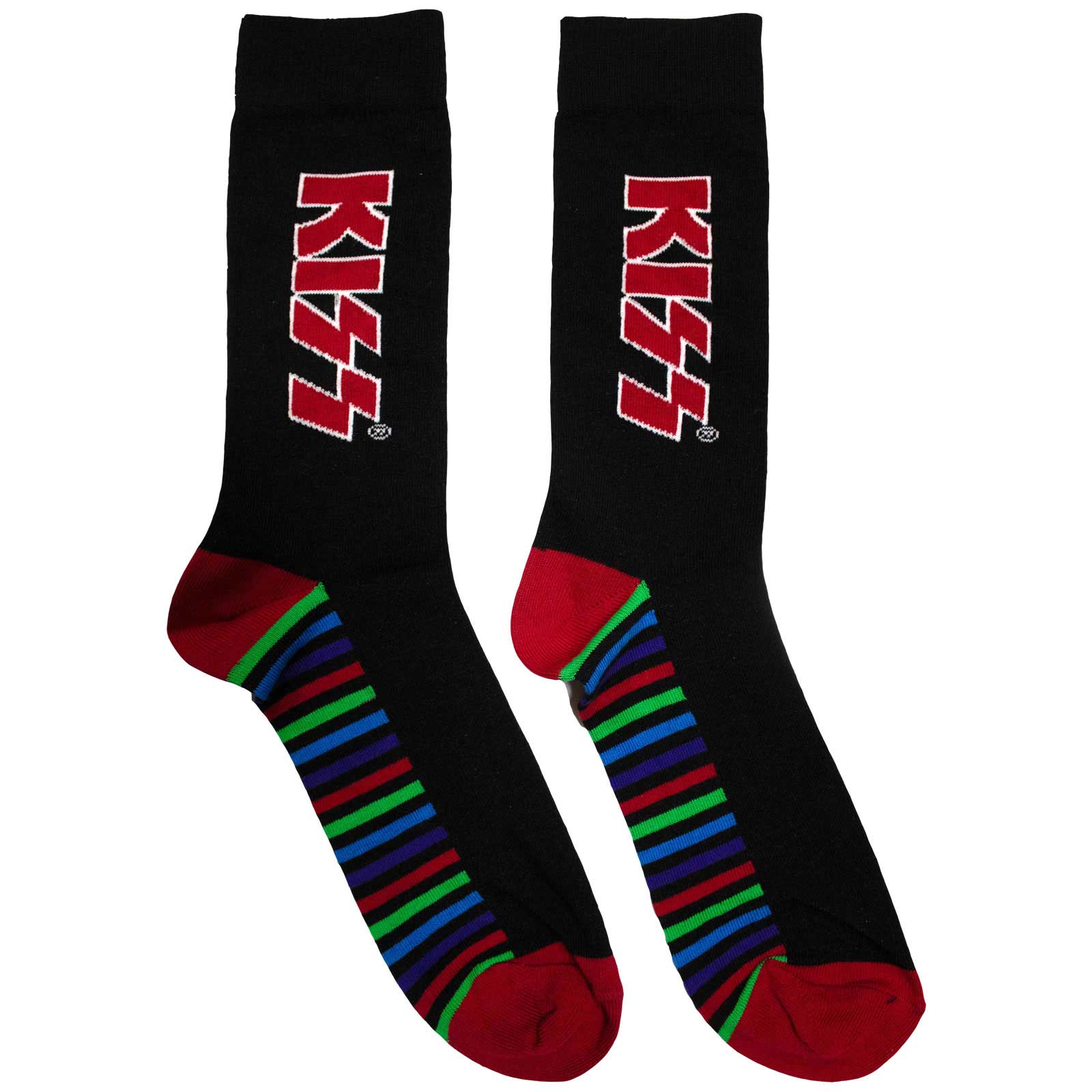 Ponožky Kiss - Red Logo & Stripes, Unisex,Čierna,UK 7 - 11