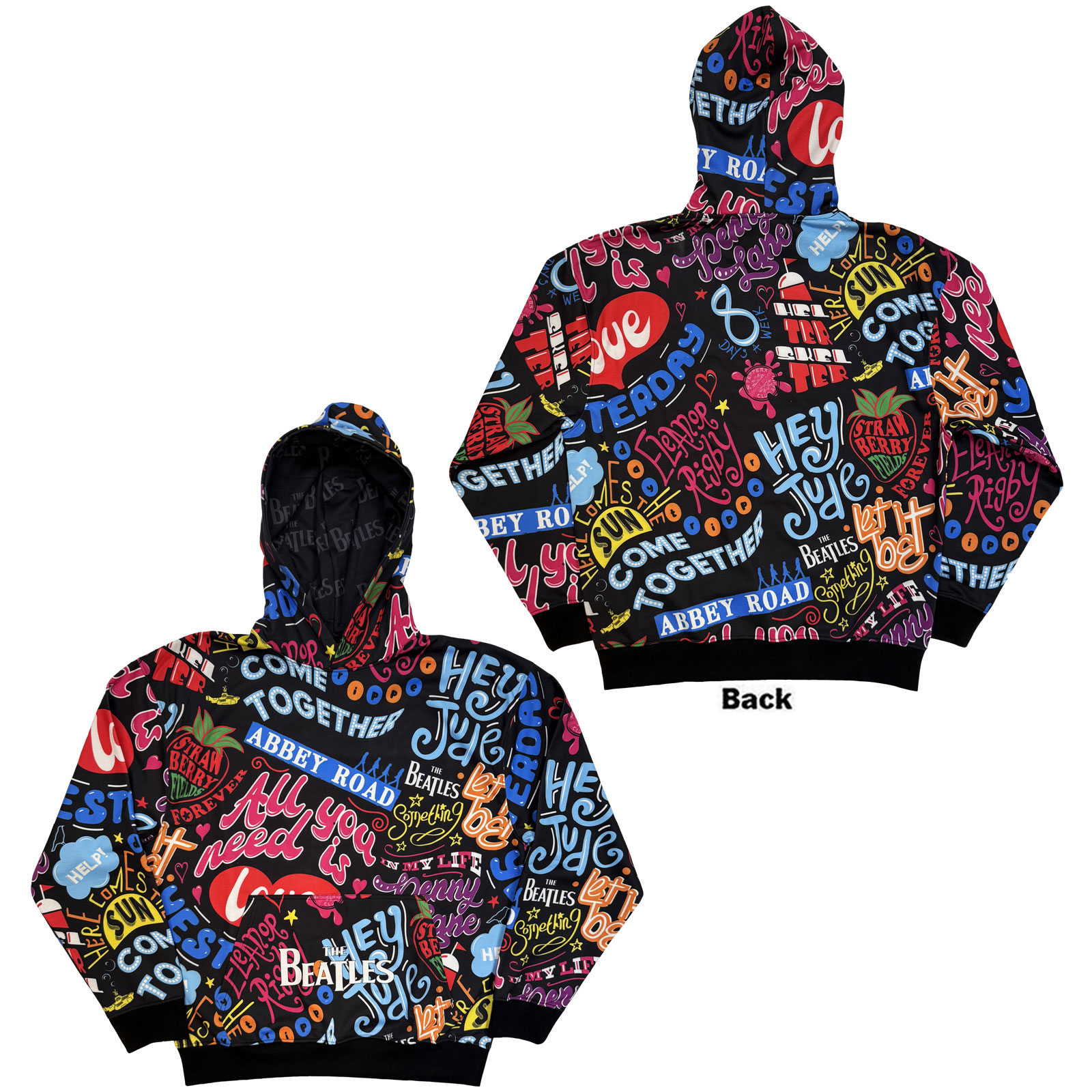 Mikina The Beatles - Song Titles, Unisex,Čierna,XXL