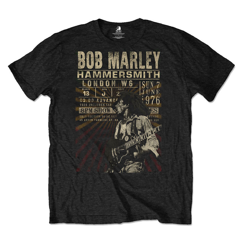 Tričko Bob Marley - Hammersmith '76, Unisex,Čierna,S