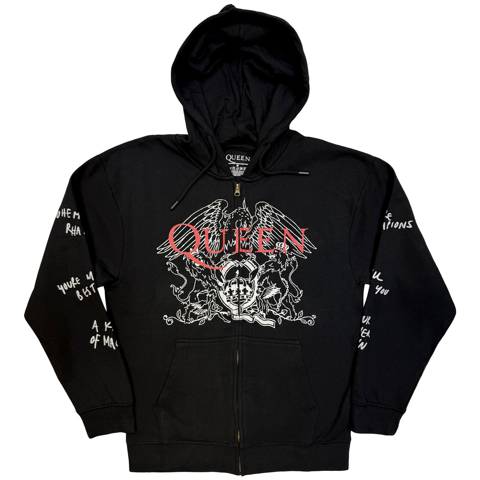 Mikina na zips Queen - Logo & Crest Outline, Unisex,Šedá,L