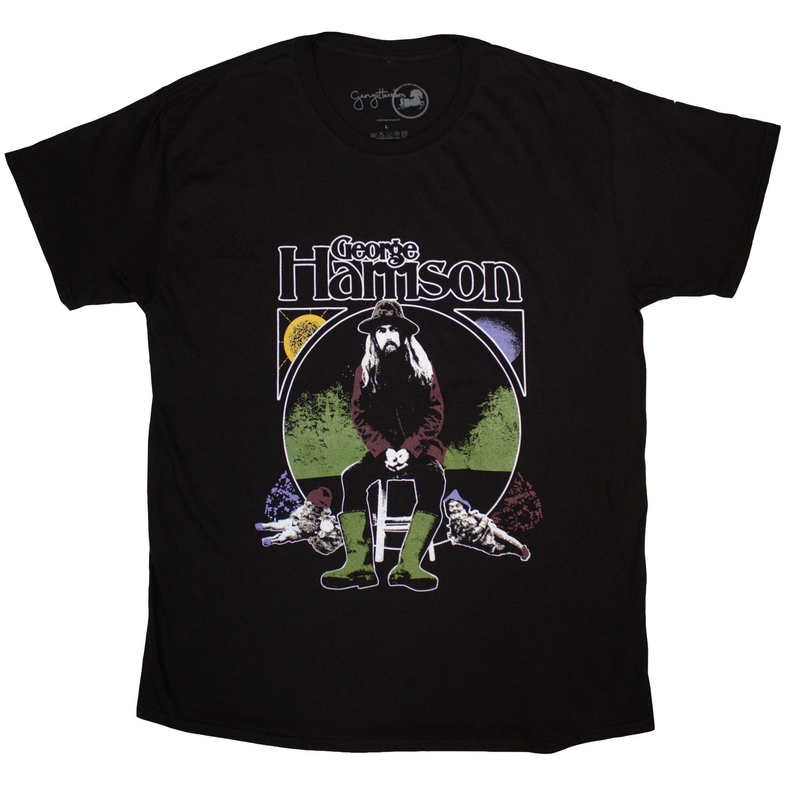 Tričko George Harrison - Sun & Moon, Unisex,Čierna,XL