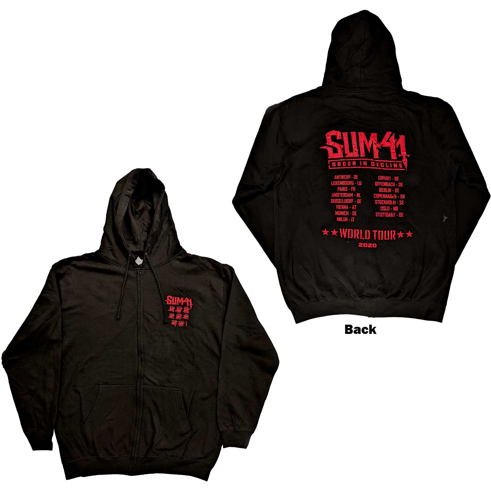 Mikina na zips Sum 41 - Order In Decline Tour 2020, Unisex,Čierna,XL