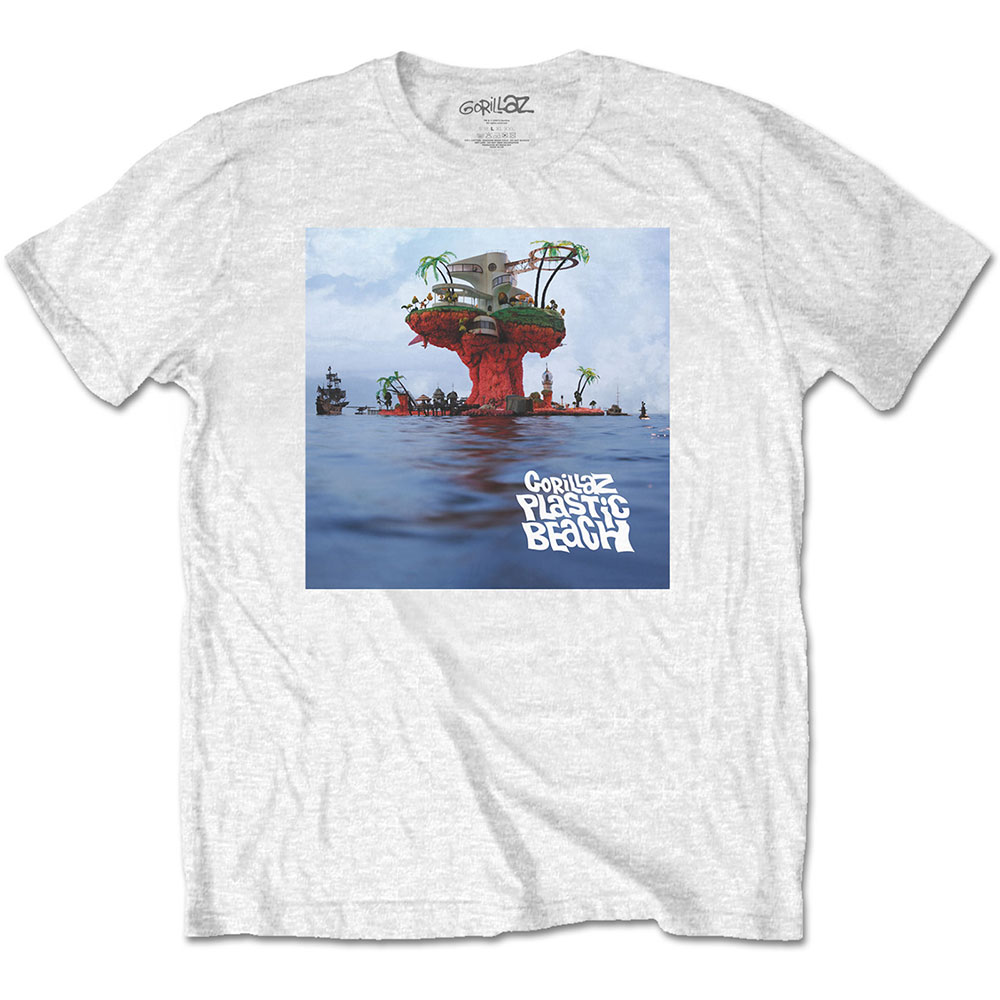 Tričko Gorillaz - Plastic Beach, Unisex,Biela,XXL