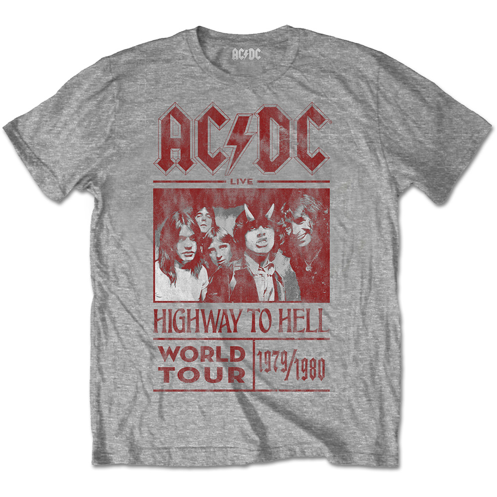 Tričko AC/DC - Highway to Hell World Tour 1979/1980, Unisex,Šedá,XXL