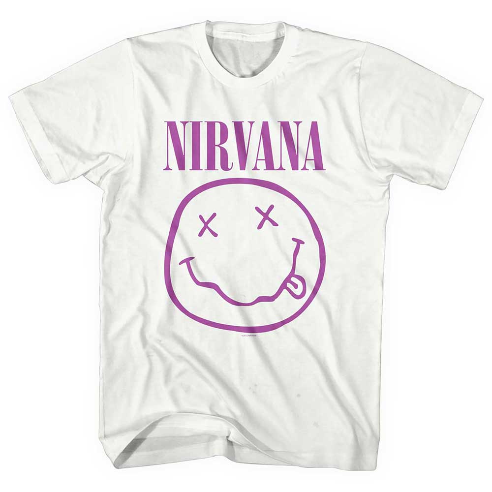 Tričko Nirvana - Purple Smiley, Unisex,Biela,XXL