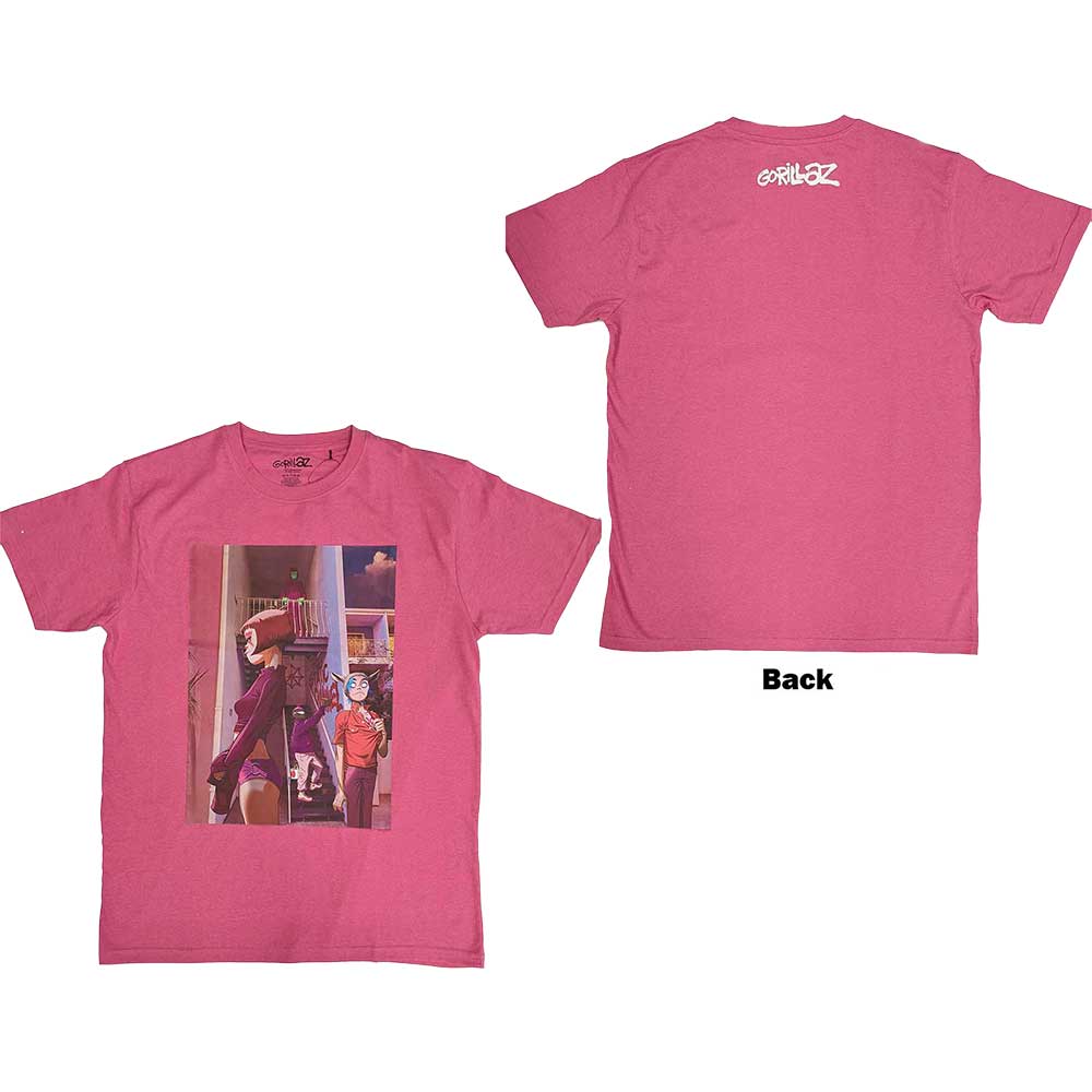 Tričko Gorillaz - The Static Channel, Unisex,Ružová,XXL