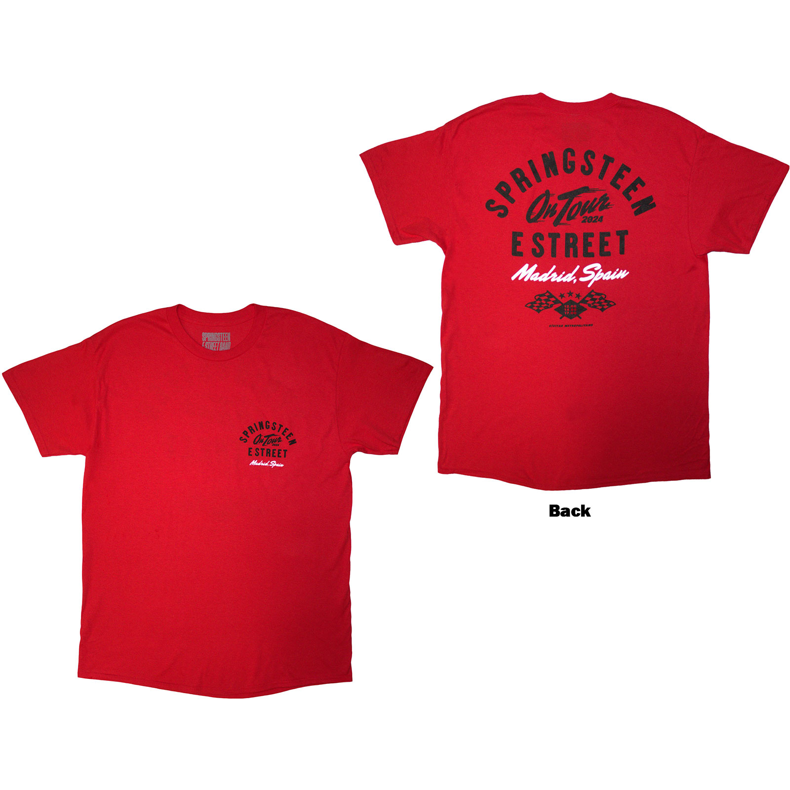 Tričko Bruce Springsteen - Tour '24 Madrid Event, Unisex,Červená,XL