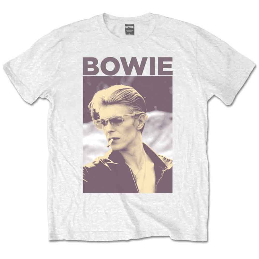 Tričko David Bowie - Smoking, Unisex,Biela,XXL
