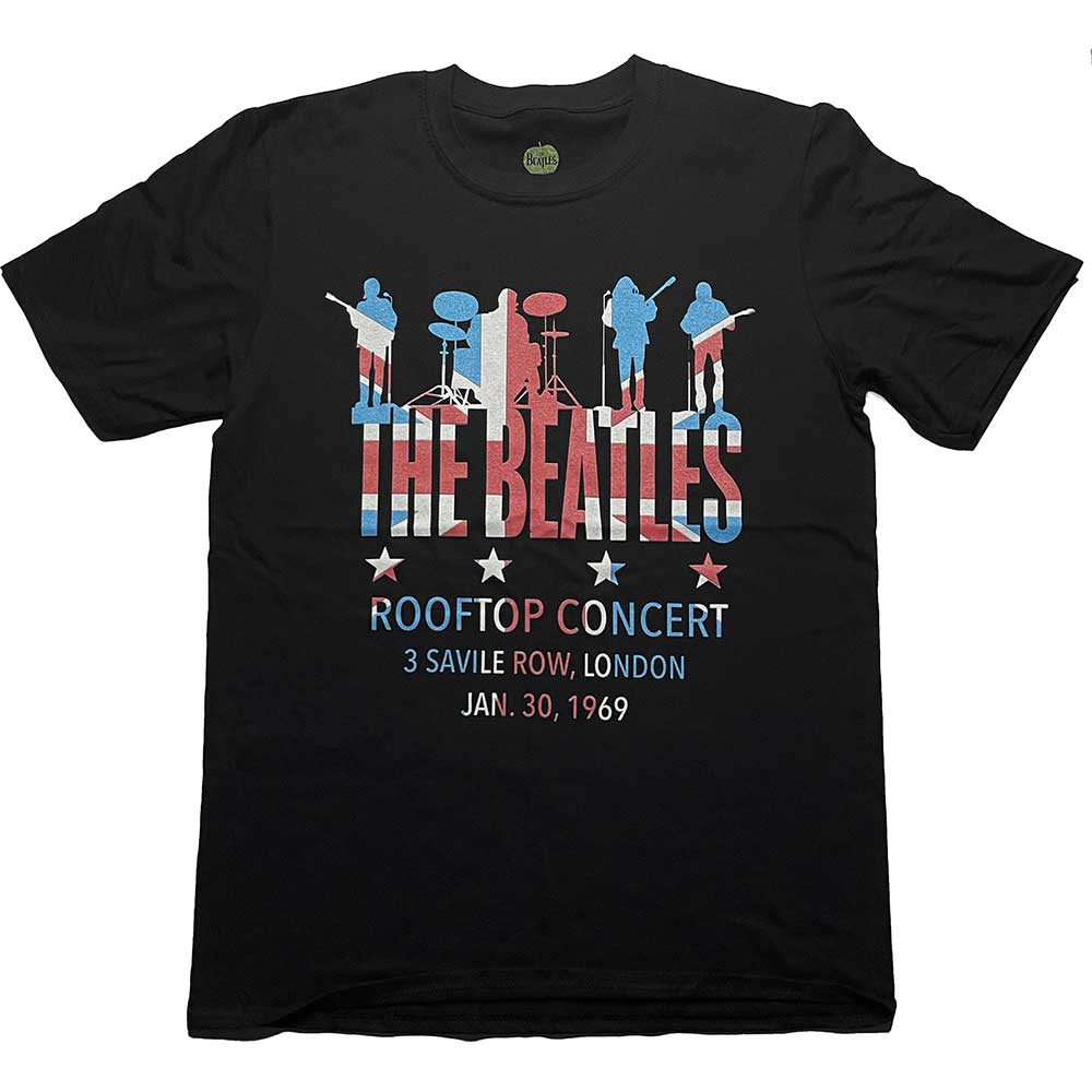 Tričko The Beatles - Rooftop Flag, Unisex,Čierna,XXL