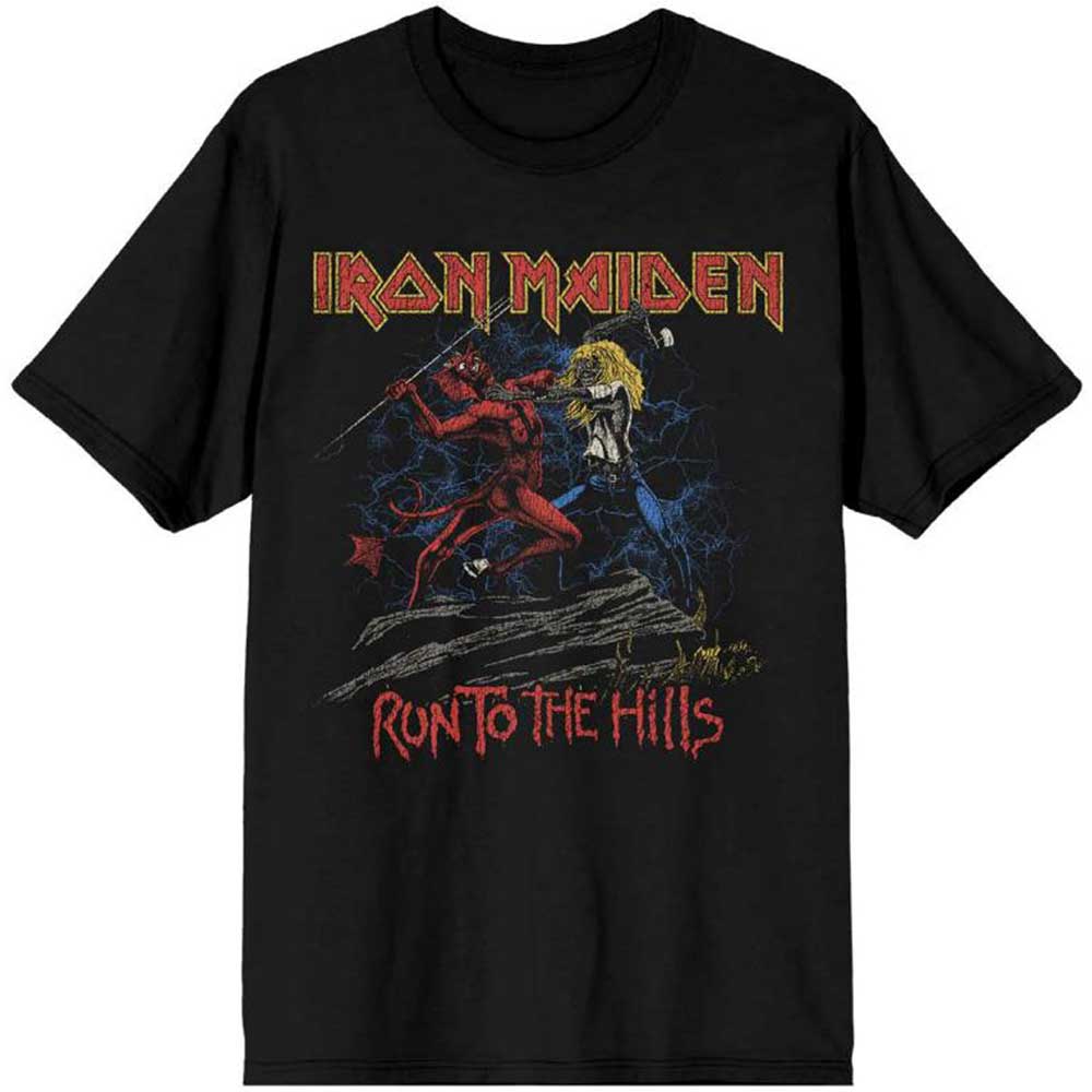 Tričko Iron Maiden - Number of the Beast Run To The Hills Distress, Unisex,Čierna,XXL