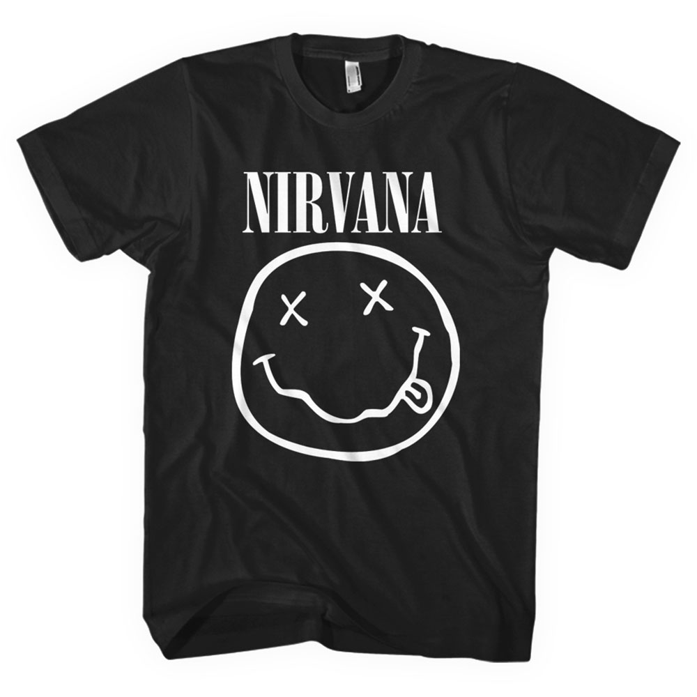 Tričko Nirvana - White Smiley, Unisex,Čierna,XXL