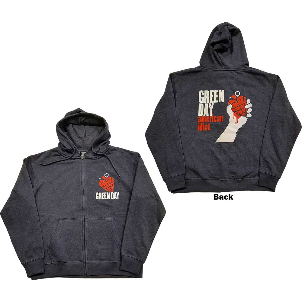 Mikina na zips Green Day - American Idiot, Unisex,Modrá,XXL