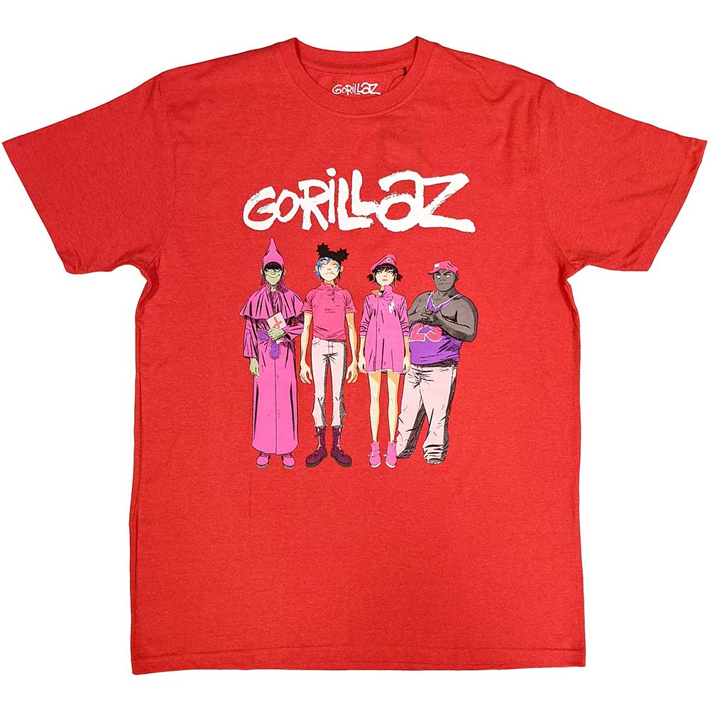 Tričko Gorillaz - Cracker Island Standing Group, Unisex,Červená,XXL