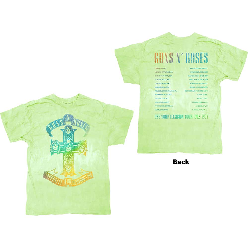 Tričko Guns N’ Roses - Gradient Use Your Illusion Tour, Unisex,Zelená,XXL