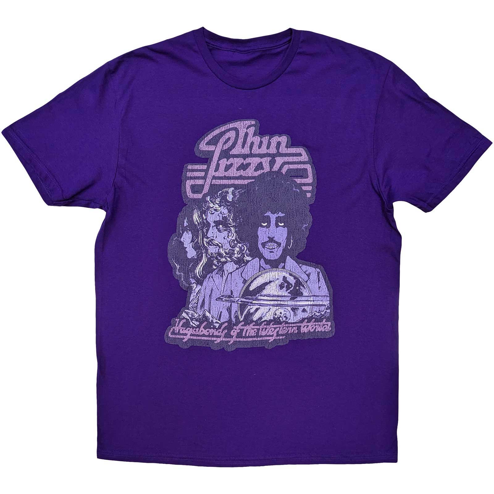 Tričko THIN LIZZY - Vagabonds of the Western World Mono Distressed, Unisex,Fialová,XXL