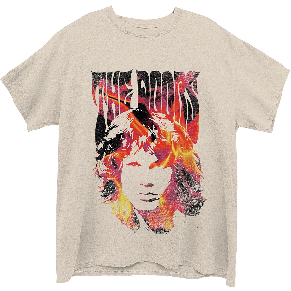Tričko The Doors - Jim Face Fire, Unisex,Natural,XXL