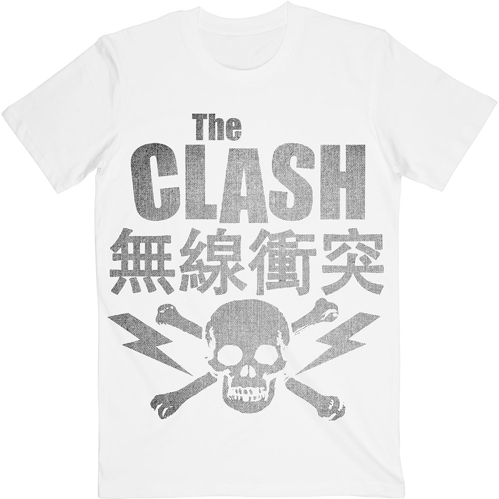 Tričko The Clash - Skull & Crossbones, Unisex,Biela,L