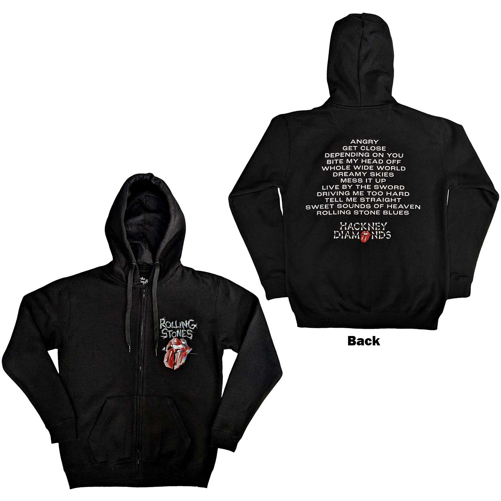 Mikina na zips The Rolling Stones - Hackney Diamonds Tracklist, Unisex,Čierna,XXL