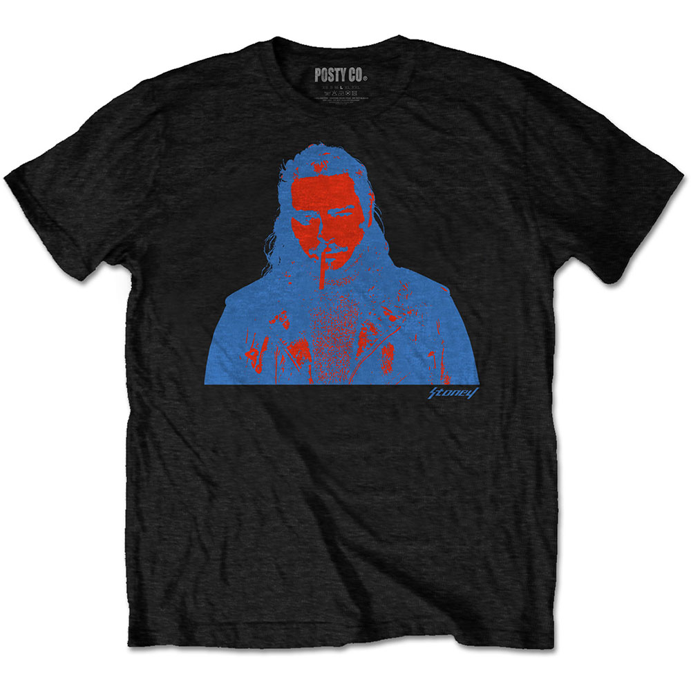 Tričko Post Malone - Red & Blue Photo, Unisex,Čierna,XXL