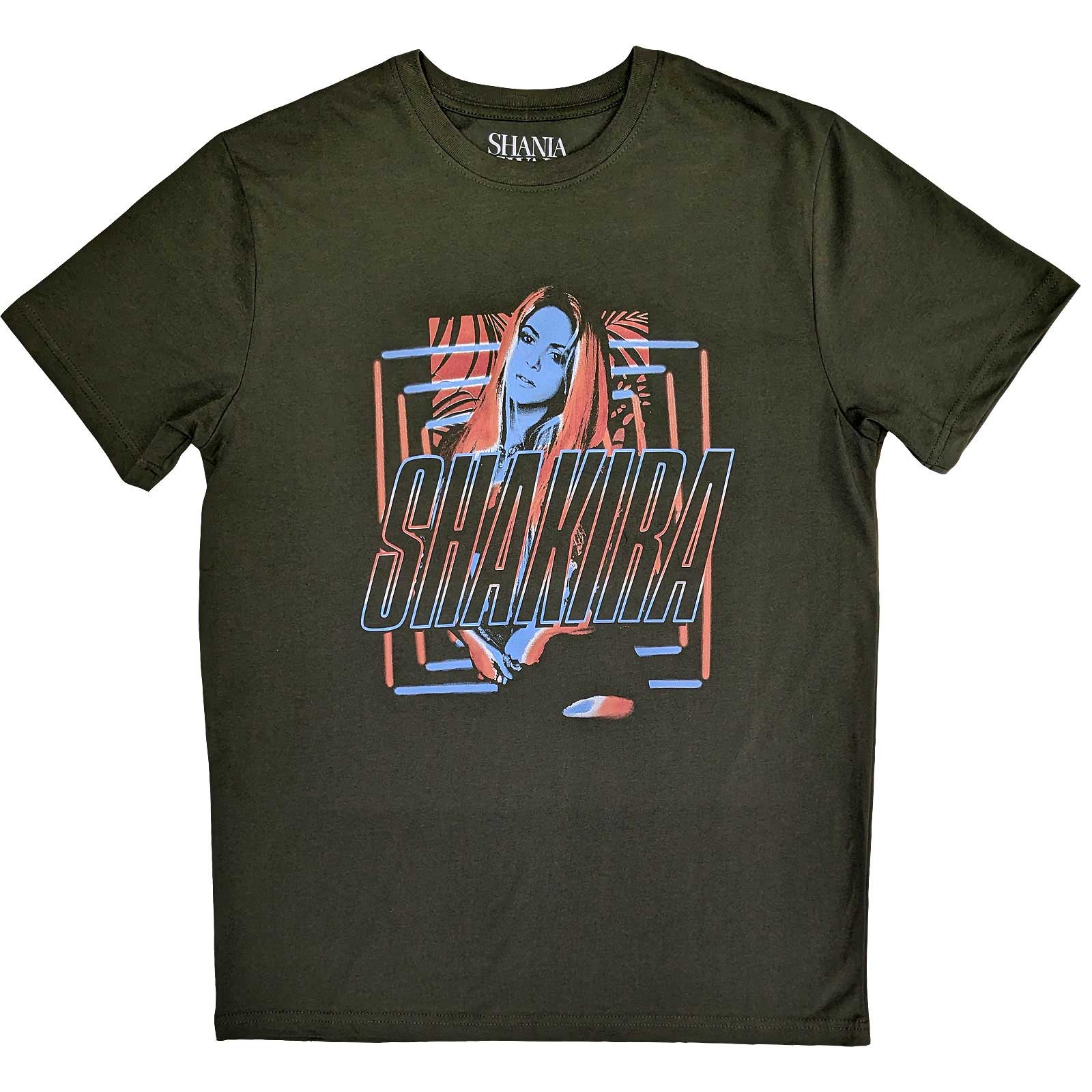 Tričko Shakira - Squares and Logo, Unisex,Zelená,XXL