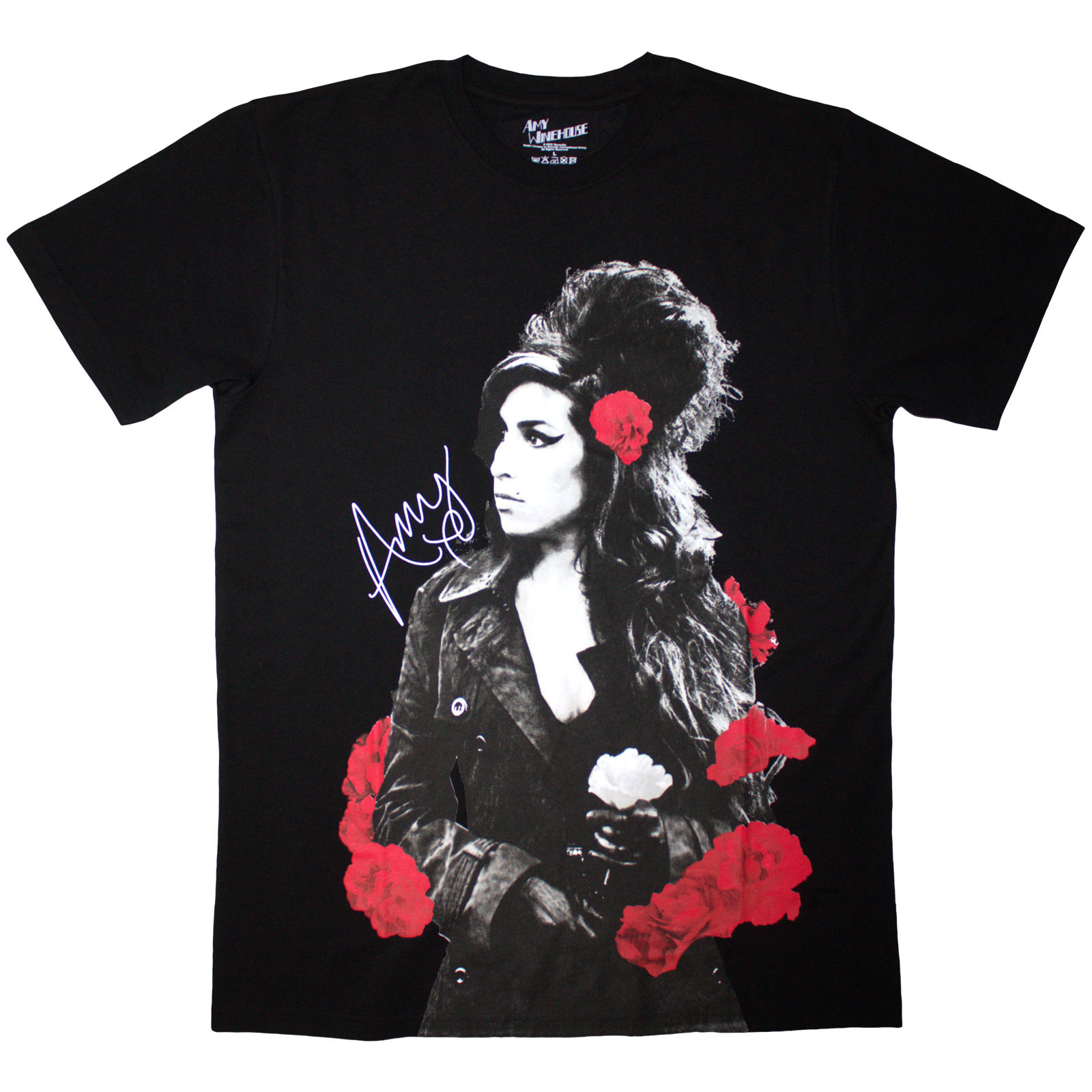 Tričko Amy Winehouse - Rose Portrait, Unisex,Čierna,XL