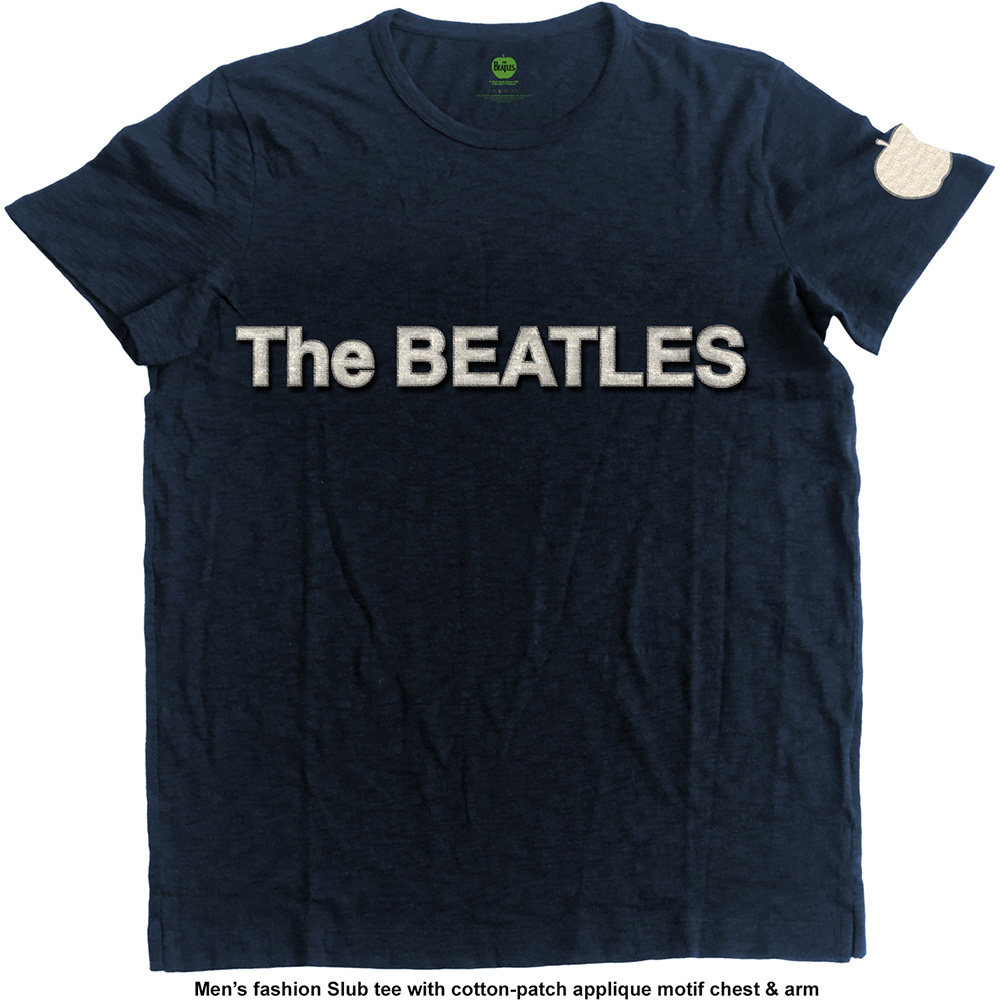 Tričko The Beatles - Logo & Apple, Unisex,Modrá,XXL