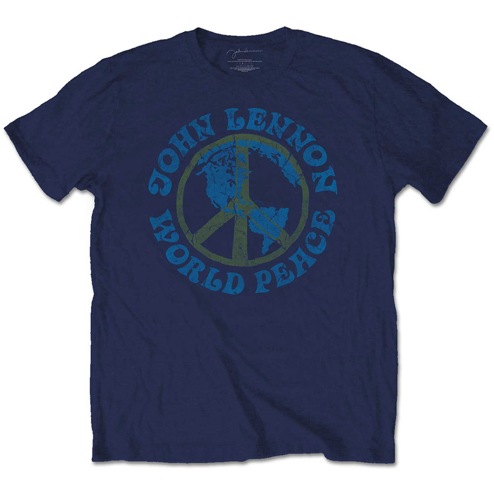 Tričko John Lennon - World Peace, Unisex,Modrá,XXL